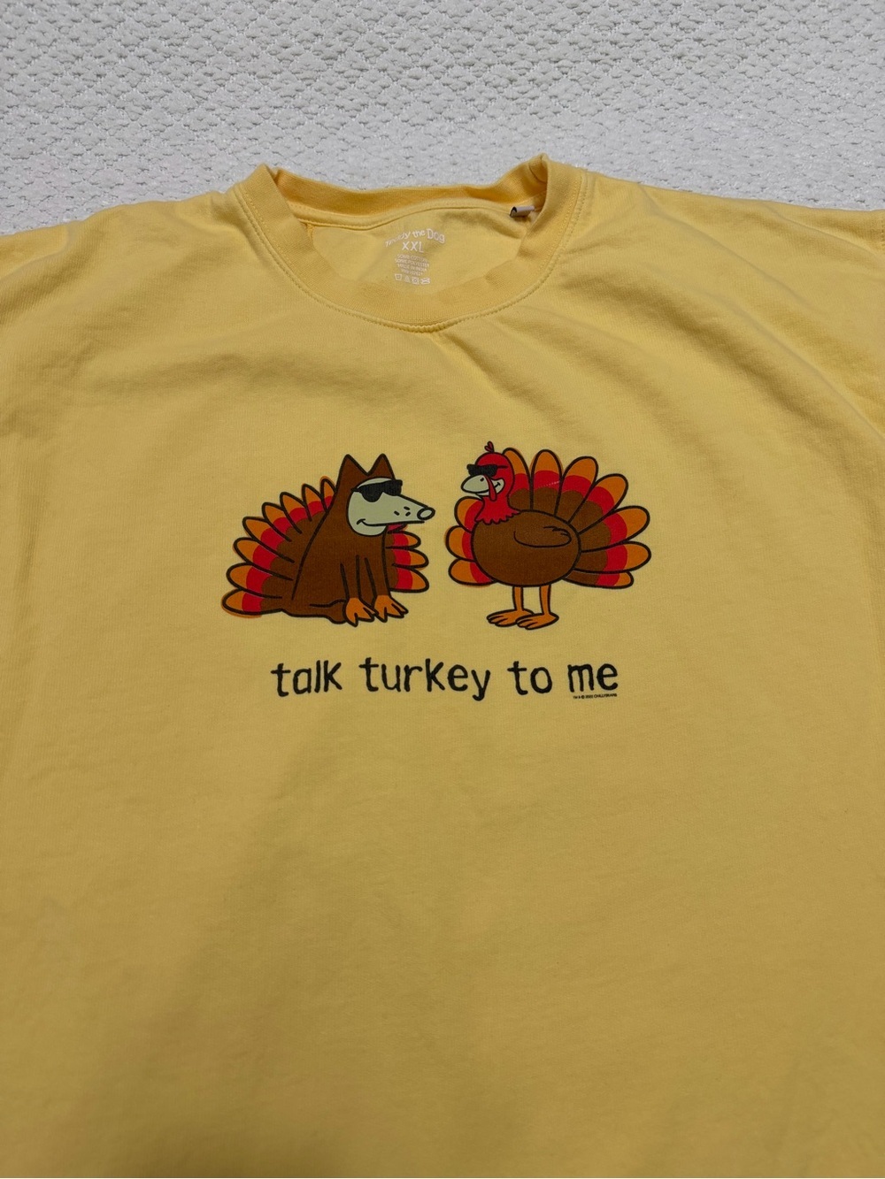 Teddy the Dog Talk Turkey To Me Long-Sleeve Sweatshirt Yellow Size 2XL